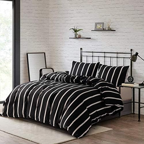 HSKIKWN Black White Striped Duvet Cover Set King 3PCS