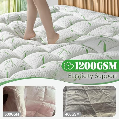 LIANLAM King Mattress Topper with 2In Thick Bamboo Viscose Pillow