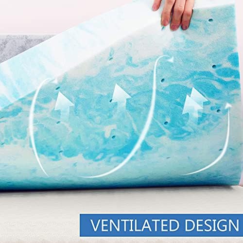 IULULU 2 Inch Gel Memory Foam Mattress Topper Blue
