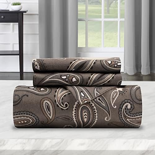 Superior Premium Cotton Flannel Duvet Cover Set - Grey Paisley FullQueen