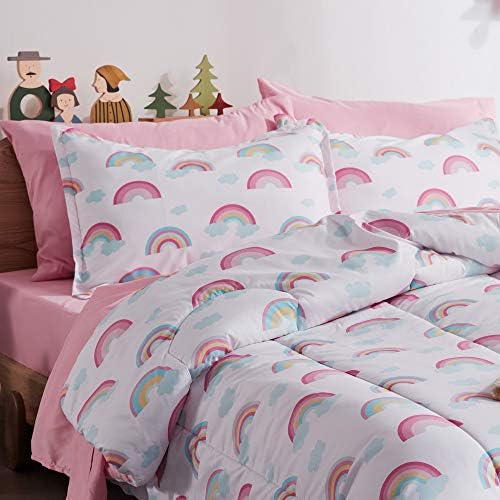 SLEEP ZONE Kids Comforter Set - Pink Rainbow