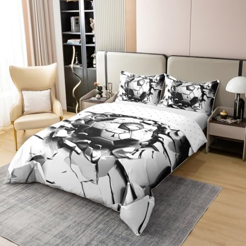 Feelyou Football Duvet Cover Set Soccer Print Twin Size