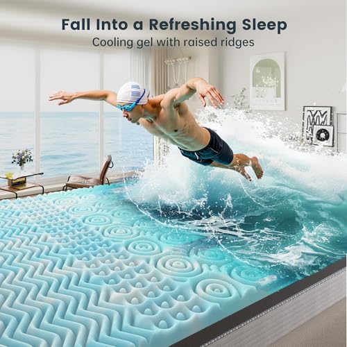 EnHomee 3 Inch Memory Foam Mattress Topper with Cooling Gel