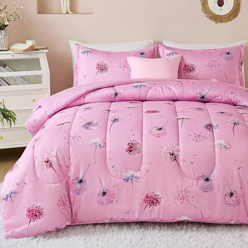 WONGS BEDDING Pink Dandelion Twin Bedding Set 6 Pieces 1