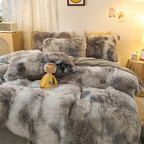 Shaggy Plush Faux Fur Duvet Cover Set Queen