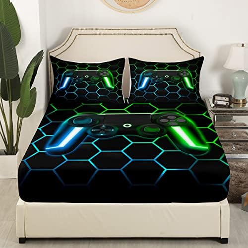 Erosebridal Glitter Geometric Gamer Bedding Set Full Size