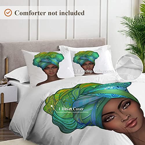 Shrahala African American Girl Duvet Cover Set Twin Size 3 Pieces