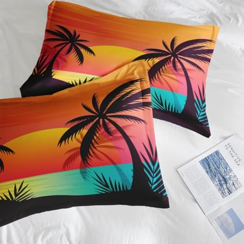 Pamnest Comforter Set Twin Size Beach Sunset Pattern