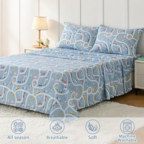 Vinogusto Twin Car Town 3-Piece Bedding Set