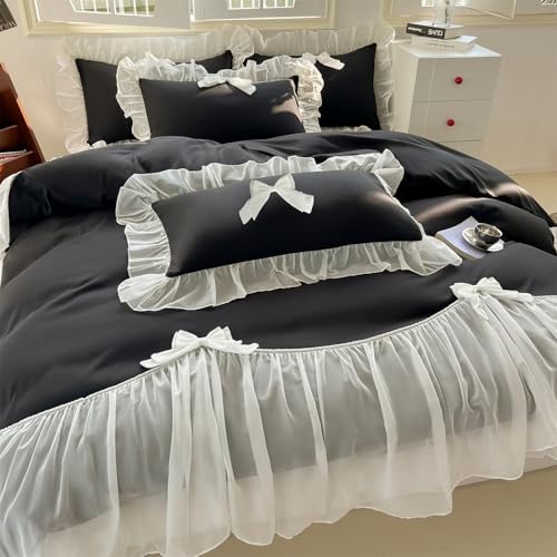 SOUKECHY Girls Lace Duvet Cover Set Twin Queen