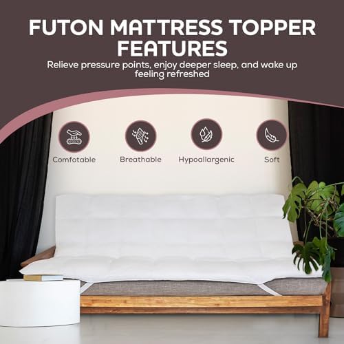 CirclesHome White Futon Mattress Topper - Full Size 54x75x3 1