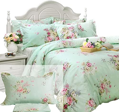 FADFAY 7Pcs Twin Size Cotton Duvet Cover Set with Pillowcases