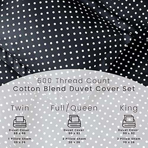 Superior Cotton Blend Duvet Cover Set Polka Dot Twin Black