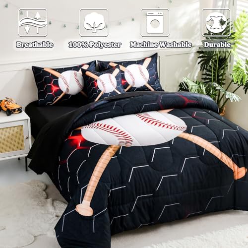 6pcs Baseball Twin Bedding Set for Boys