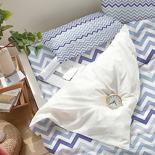 LooPoP 4PCS California King Duvet Cover Set Geometry Stripes Blue Purple Bedding