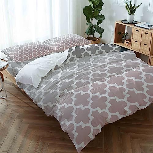 LooPoP 4PCS California King Duvet Cover Set with Retro Moroccan Design