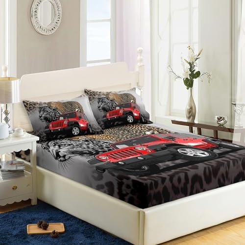 AILONEN Leopard Print Fitted Sheet Set Twin Size