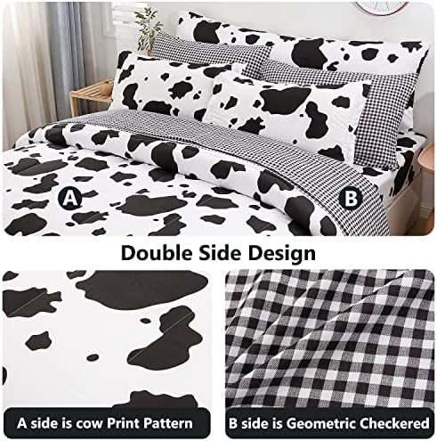 SUCSES Cow Print Twin Comforter Set 8 Pieces Bed in a Bag