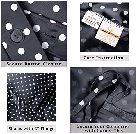 Superior Cotton Blend Duvet Cover Set Polka Dot Twin Black