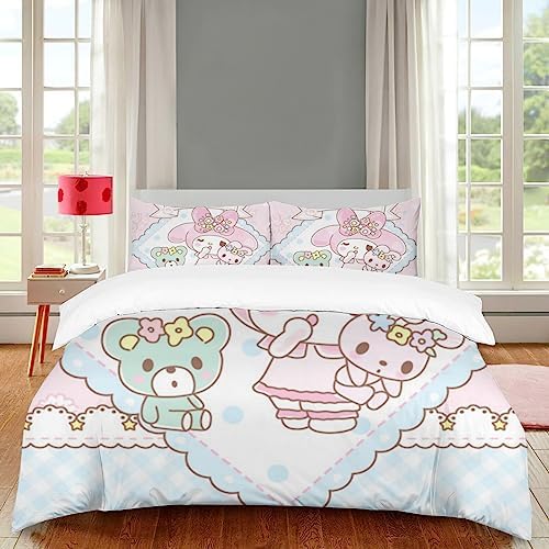 DIEZ Kids Cartoon Duvet Cover Set Twin XL My Bunny Melody Pink