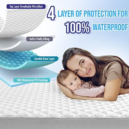 HYLEORY Waterproof Queen Mattress Pad Protector with Deep Pocket