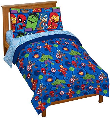 Jay Franco Marvel Super Hero Adventures 4Piece Toddler Bed Set 1