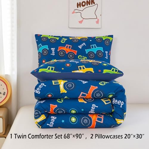 ZRNBAST Cartoon Trucks Comforter Set Twin 3 Pieces 1