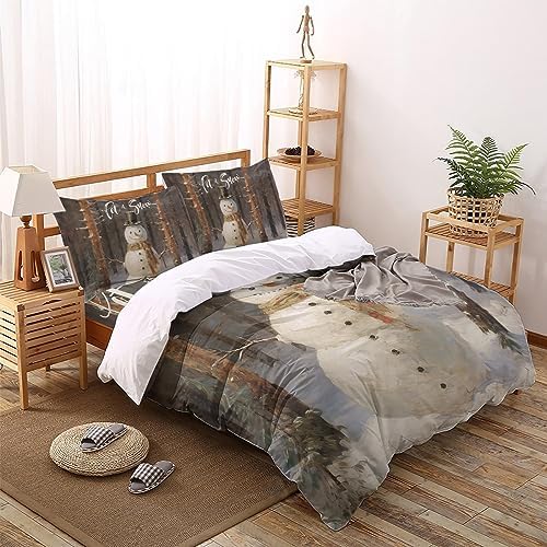 LooPoP Christmas Comforter Set California King 4PCS Snowman Bedding