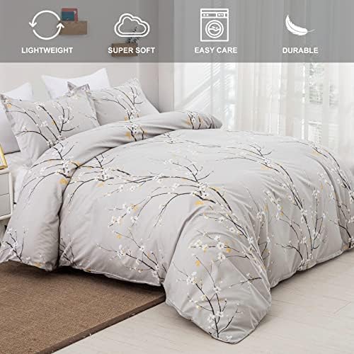 WONGS BEDDING Light Grey Duvet Cover Set Queen 1
