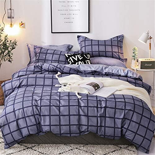 Homebed Grid Plaid Duvet Cover Set Queen