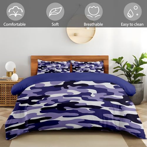 EXXBYELI Full Camo Duvet Cover Set 3 Piece