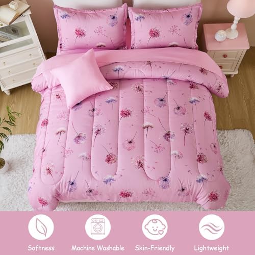 WONGS BEDDING Pink Dandelion Twin Bedding Set 6 Pieces 1