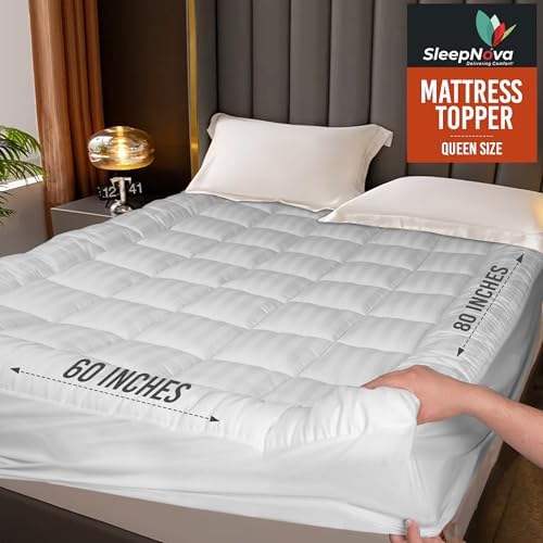 SLEEPNOVA Queen Mattress Topper 100 Cotton Breathable Cooling
