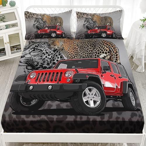 AILONEN Leopard Print Fitted Sheet Set Twin Size
