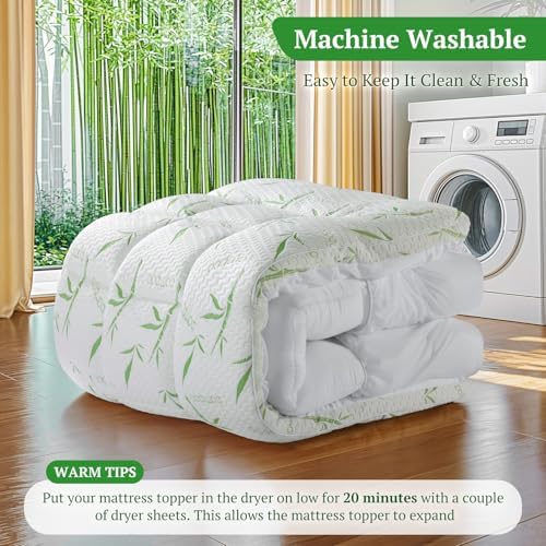 LIANLAM King Mattress Topper with 2In Thick Bamboo Viscose Pillow