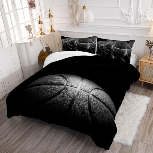 Kxry Black Basketball Comforter Set Full Size