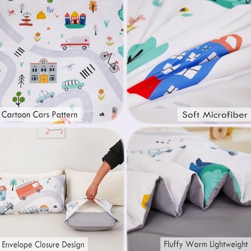 ZRNBAST Twin Comforter Set Cartoon Cars Kids Bedding