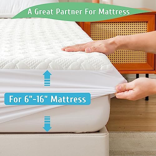 Lunsing Waterproof Full Mattress Protector with 6-16 in Deep Pockets