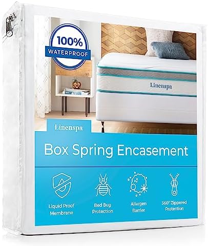 Linenspa Waterproof Box Spring Cover Full Size 360 Encasement Protector