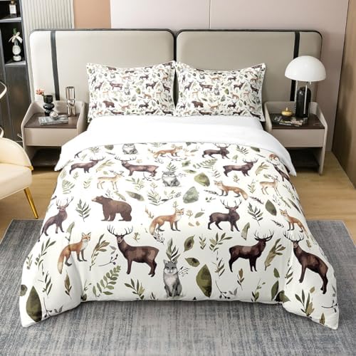 Feelyou Duvet Cover Set Woodland Pattern 100 Cotton