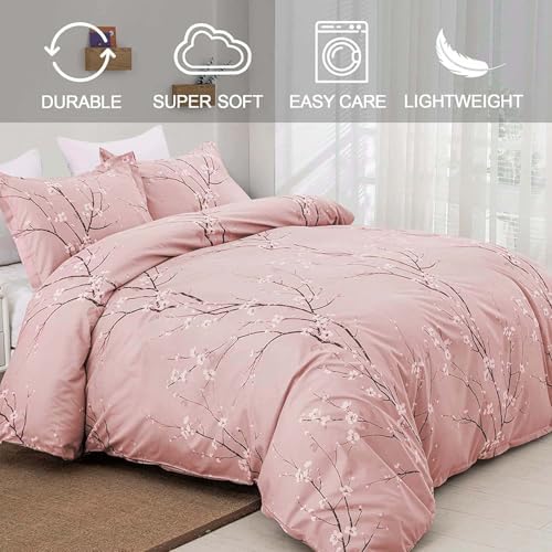 WONGS BEDDING Pink Floral Duvet Cover Set Twin