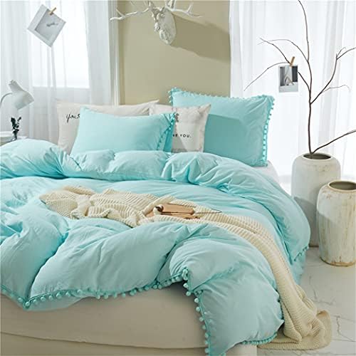 IHOUSTRIY Twin Duvet Cover Set with Pom Poms Fringe