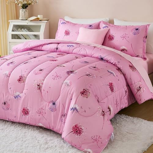 WONGS BEDDING Pink Dandelion Twin Bedding Set 6 Pieces 1
