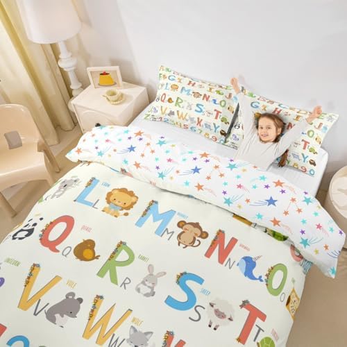 Feelyou English Alphabet Duvet Cover Set Cute Animals