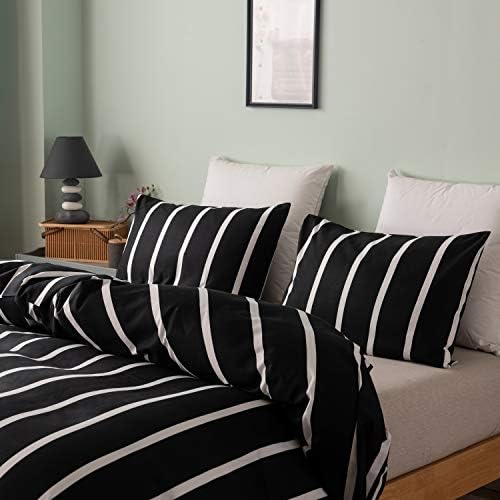 HSKIKWN Black White Striped Duvet Cover Set King 3PCS