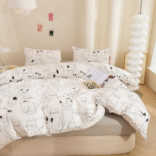 ECOCOTT Duvet Cover Set 3 Pcs Cartoon Cats Print