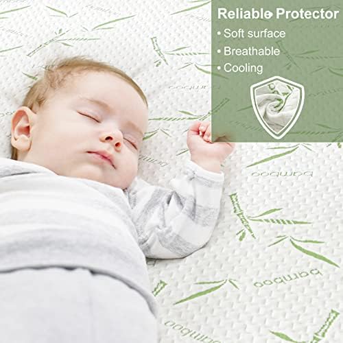Cooling Bamboo Rayon Mattress Protector Twin Size 39x75 Waterproof Noiseless
