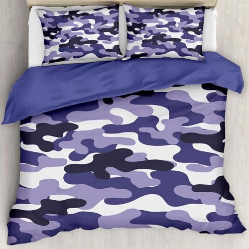 EXXBYELI Full Camo Duvet Cover Set 3 Piece