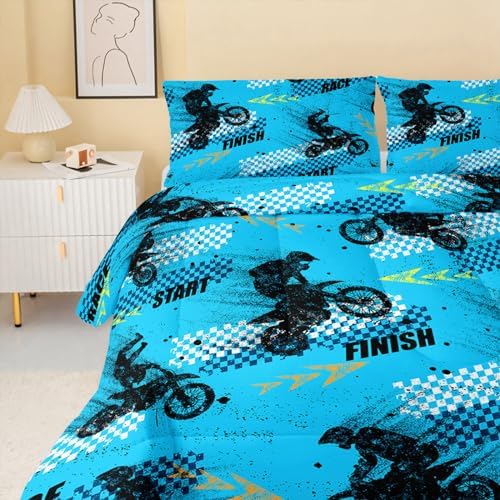 QOOMO Dirt Bike 3D Quilt Set for Kids
