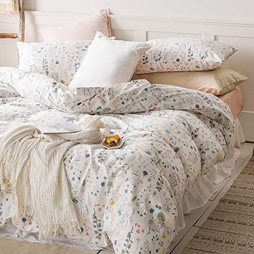 AMWAN Garden Floral Duvet Cover Set King Size 1